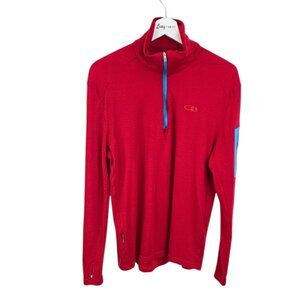 Icebreaker Merino Bodyfit 260 Mens 1/4 Zip Long Sleeve Merino Shirt, Red, Size M